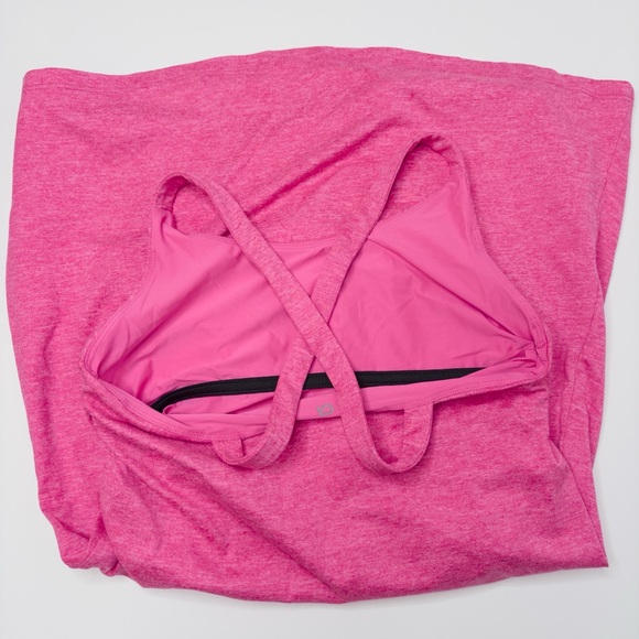 GapFit Brushed Tech Jersey Dress Athletic Pink Attached Shorts Dry Wicking XS - Picture 9 of 11